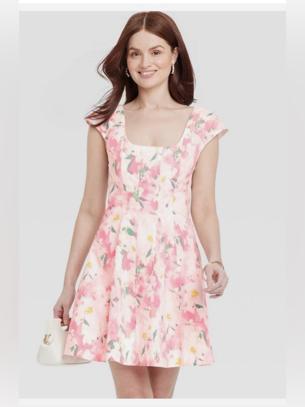 Floral corset woven mini dress